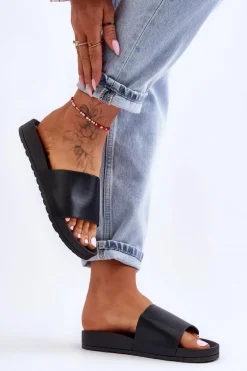 Klasyczne Damskie Klapki Czarne Rolien