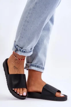 Klasyczne Damskie Klapki Czarne Rolien