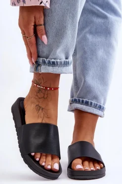 Klasyczne Damskie Klapki Czarne Rolien