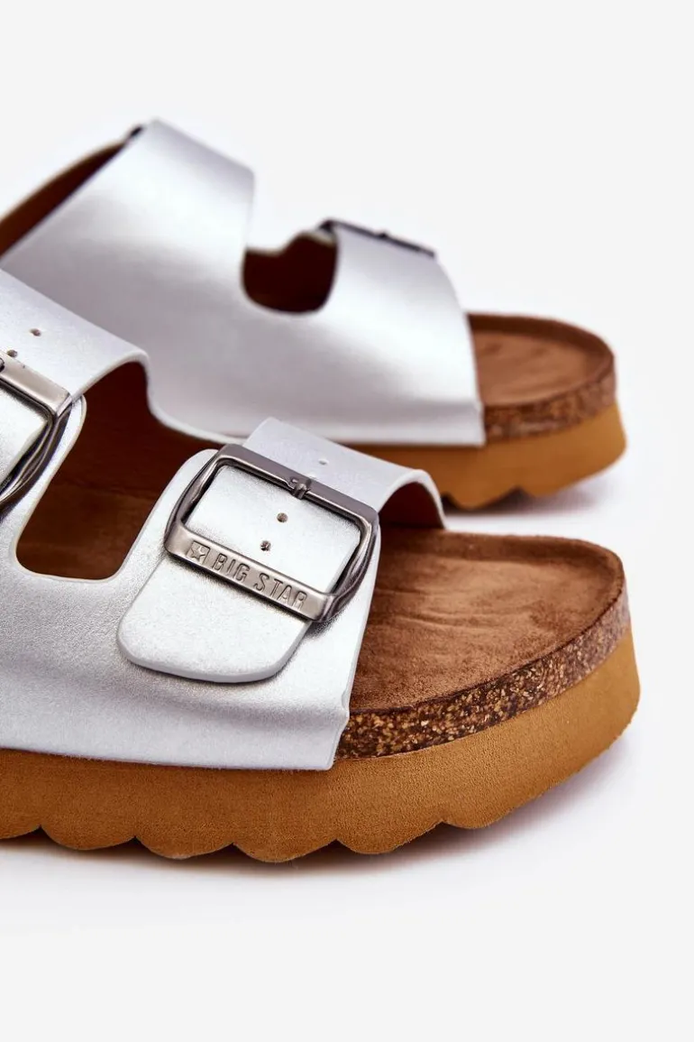 Klasyczne Damskie Klapki Big Star LL274476 Srebrne