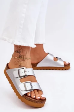 Klasyczne Damskie Klapki Big Star LL274476 Srebrne