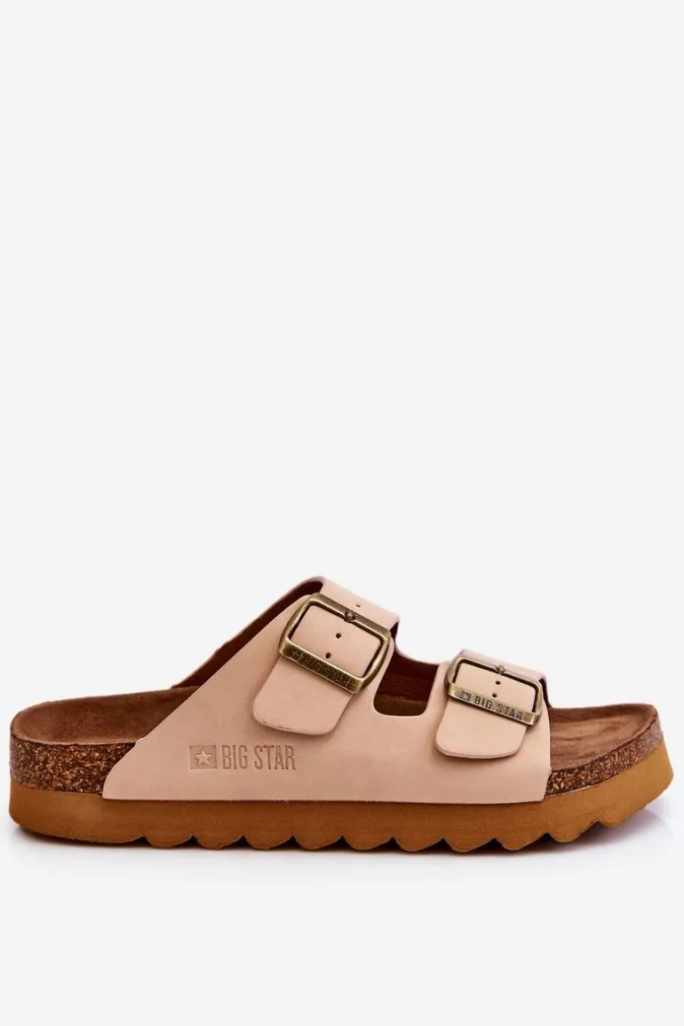 Klasyczne Damskie Klapki Big Star LL274478 Beżowe