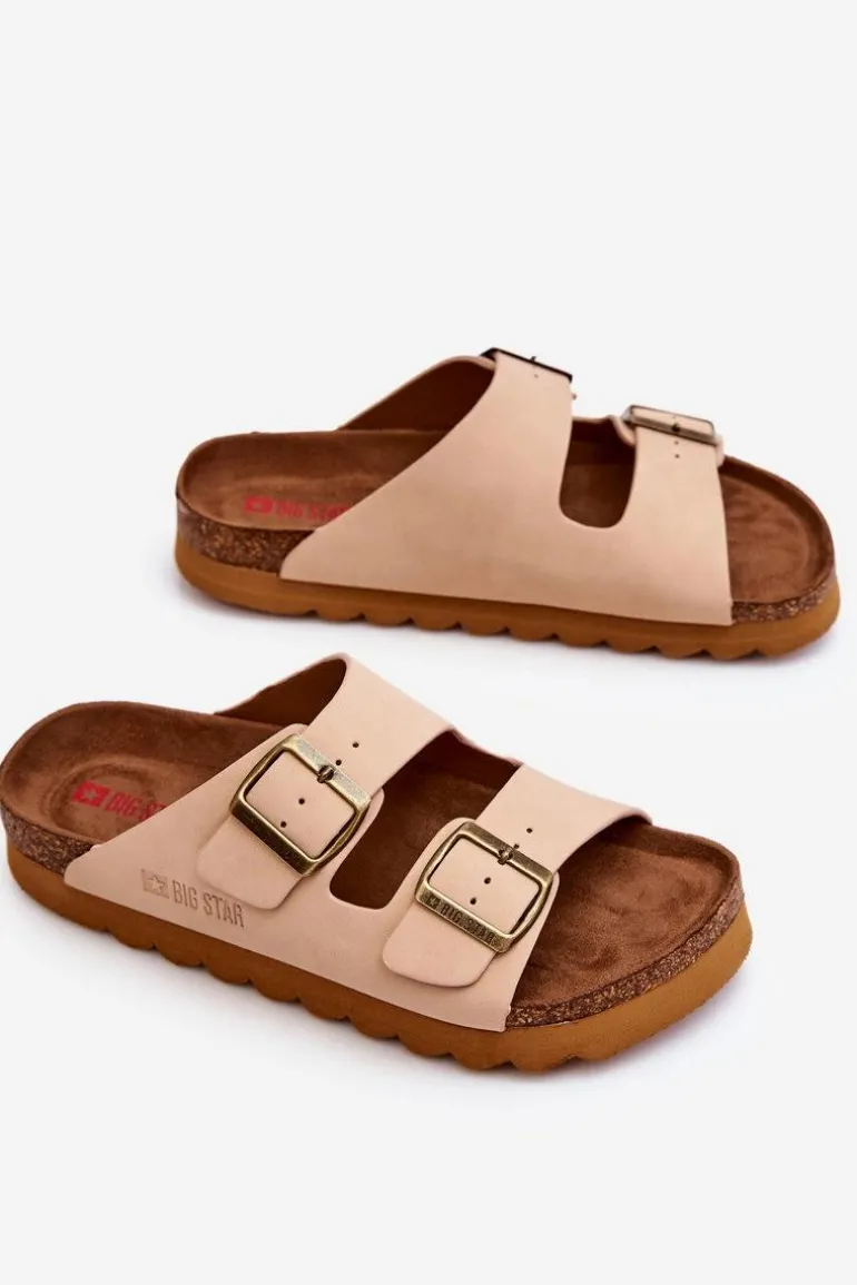 Klasyczne Damskie Klapki Big Star LL274478 Beżowe