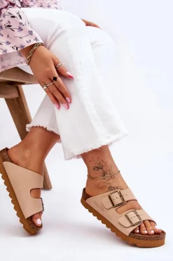 Klasyczne Damskie Klapki Big Star LL274478 Beżowe