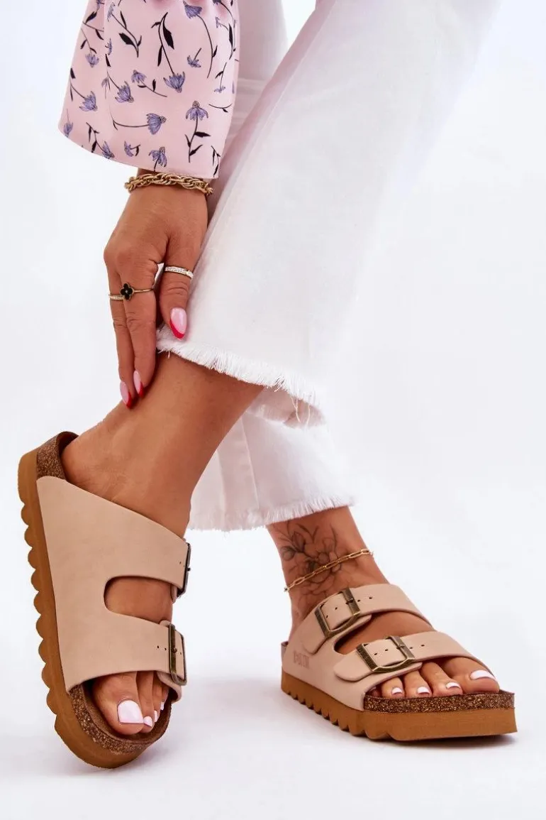 Klasyczne Damskie Klapki Big Star LL274478 Beżowe