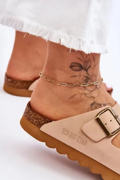 Klasyczne Damskie Klapki Big Star LL274478 Beżowe