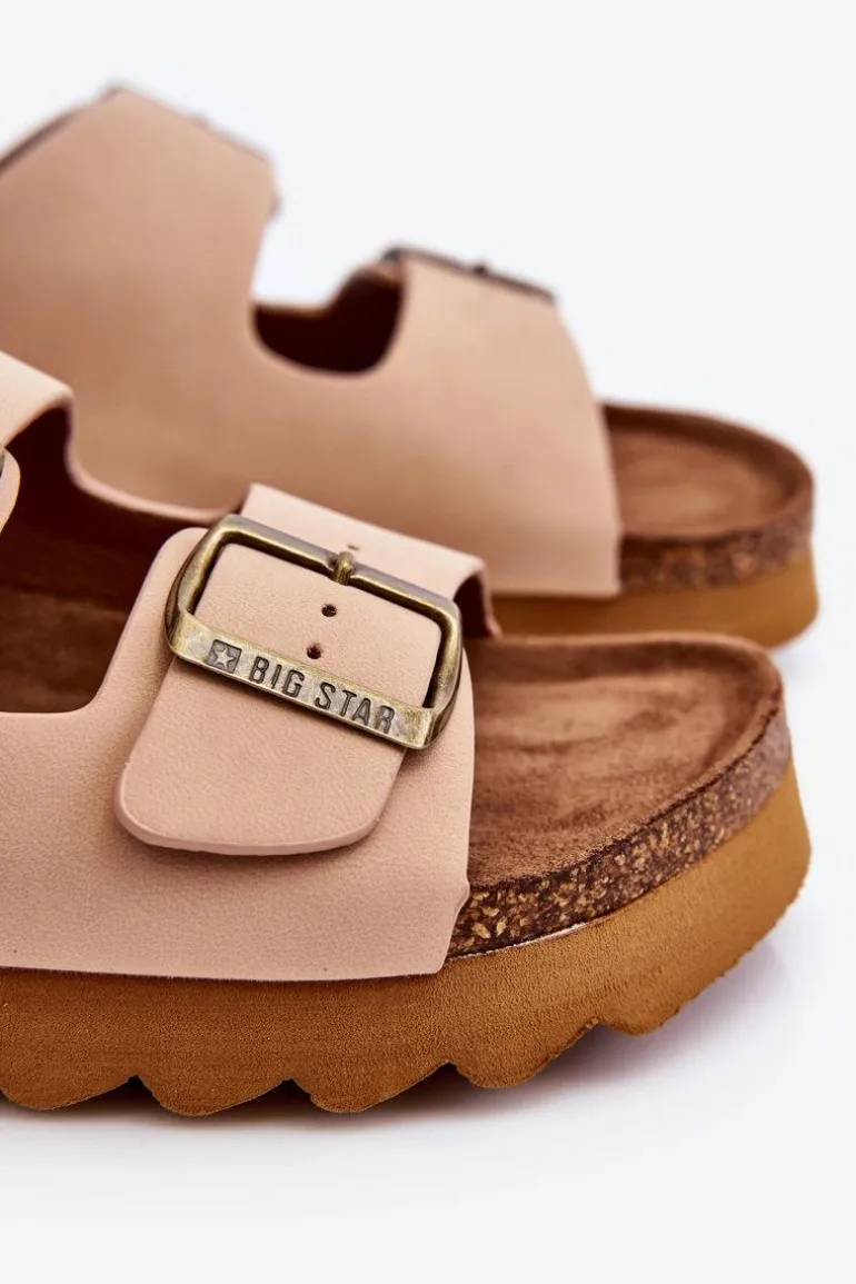 Klasyczne Damskie Klapki Big Star LL274478 Beżowe
