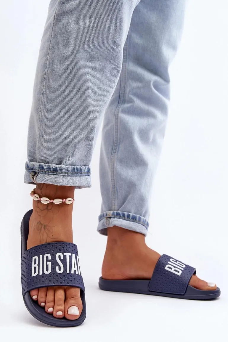 Klasyczne Damskie Klapki Big Star MM274714 Granatowe