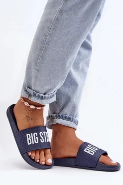 Klasyczne Damskie Klapki Big Star MM274714 Granatowe