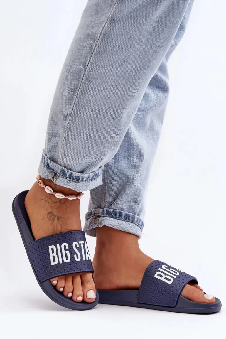 Klasyczne Damskie Klapki Big Star MM274714 Granatowe