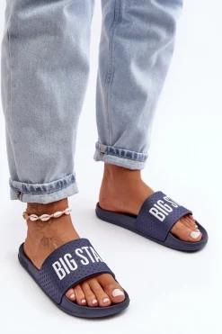 Klasyczne Damskie Klapki Big Star MM274714 Granatowe