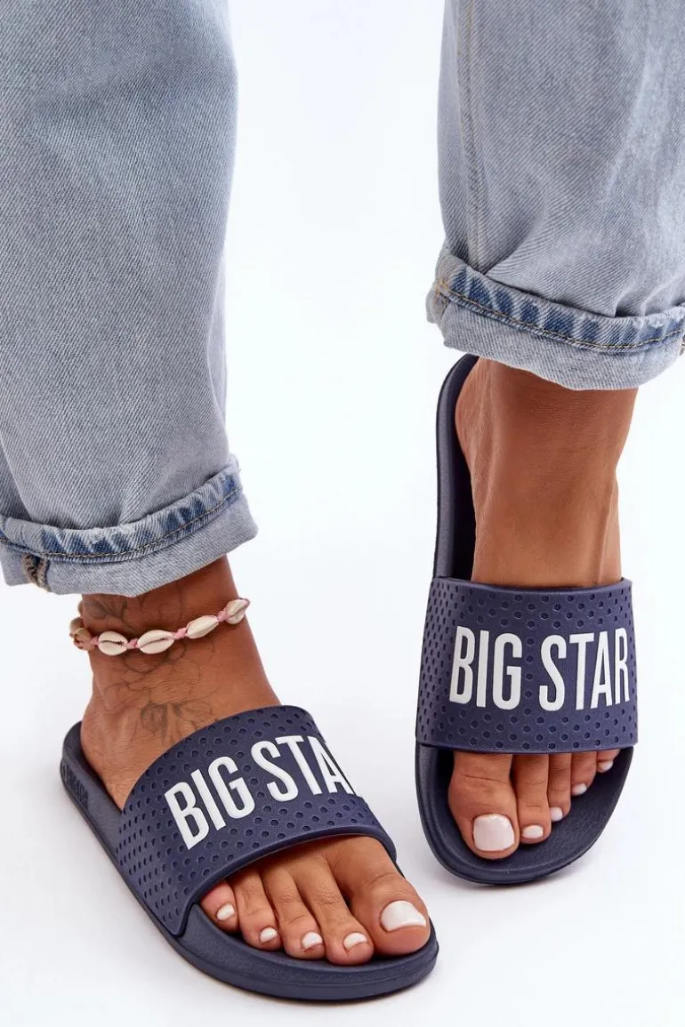Klasyczne Damskie Klapki Big Star MM274714 Granatowe