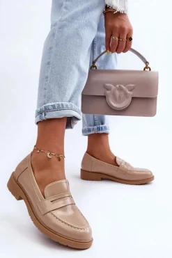 Klasyczne Damskie Mokasyny Beżowe Faradays