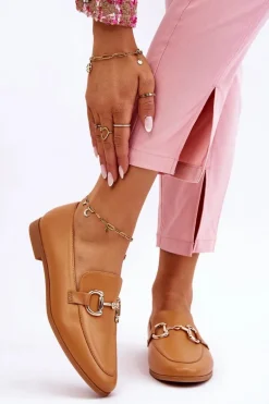 Klasyczne Damskie Mokasyny Z Ozdobą Camel Jamie