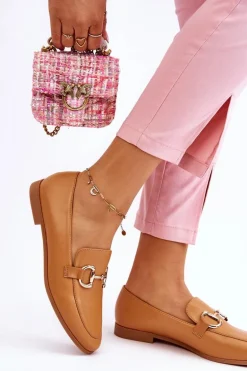 Klasyczne Damskie Mokasyny Z Ozdobą Camel Jamie