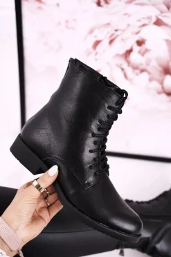 Klasyczne Damskie Ocieplane Botki Ozdobny Suwak Czarne Simple