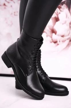 Klasyczne Damskie Ocieplane Botki Ozdobny Suwak Czarne Simple