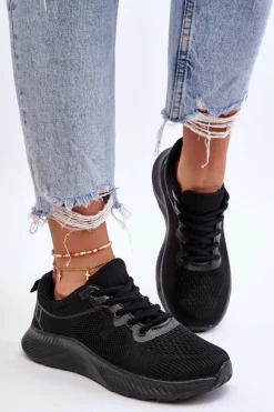 Klasyczne Damskie Sportowe Buty Sznurowane Czarne Darla