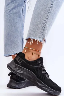 Klasyczne Damskie Sportowe Buty Sznurowane Czarne Darla