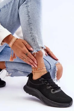 Klasyczne Damskie Sportowe Buty Sznurowane Czarne Darla