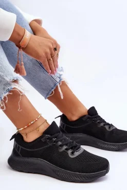 Klasyczne Damskie Sportowe Buty Sznurowane Czarne Darla