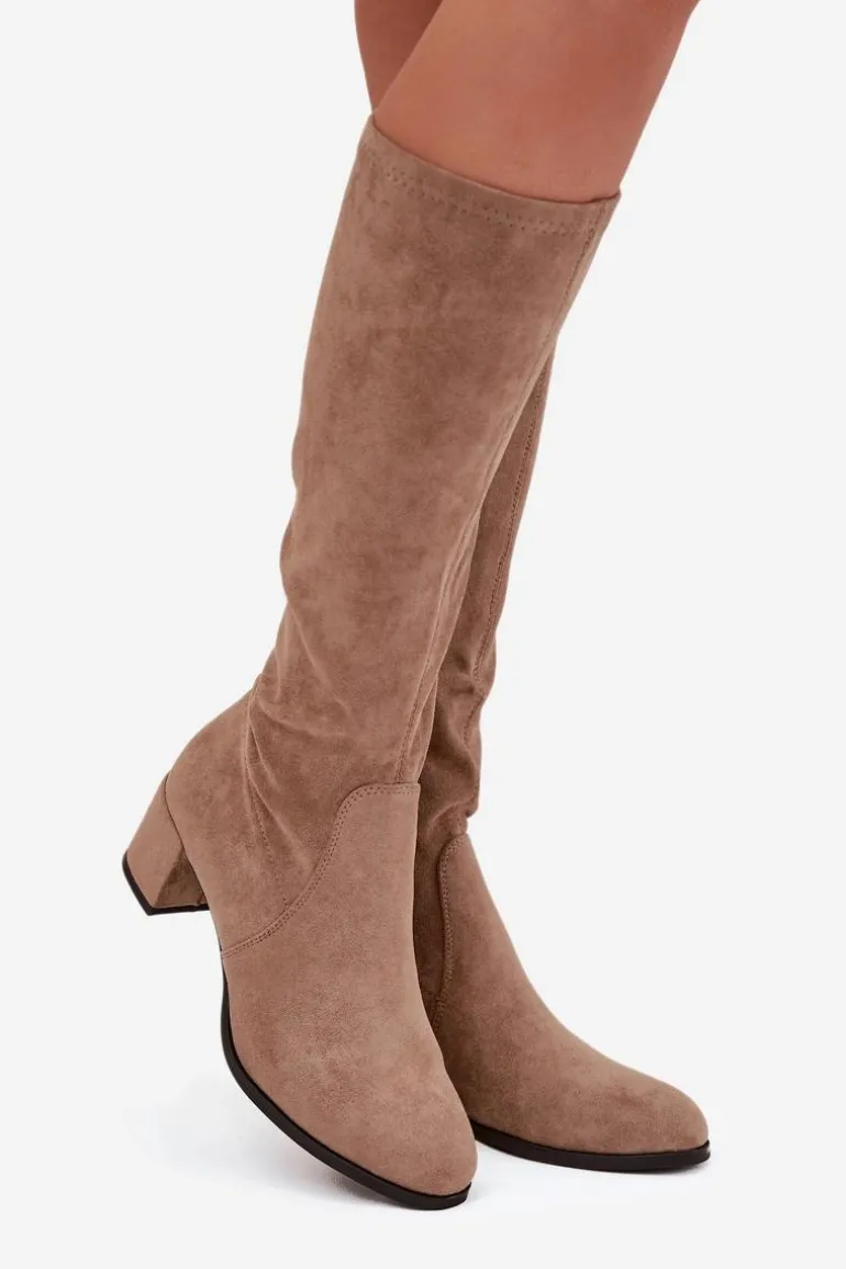 Klasyczne Eko Zamszowe Kozaki Sergio Leone KZ205 Beżowe