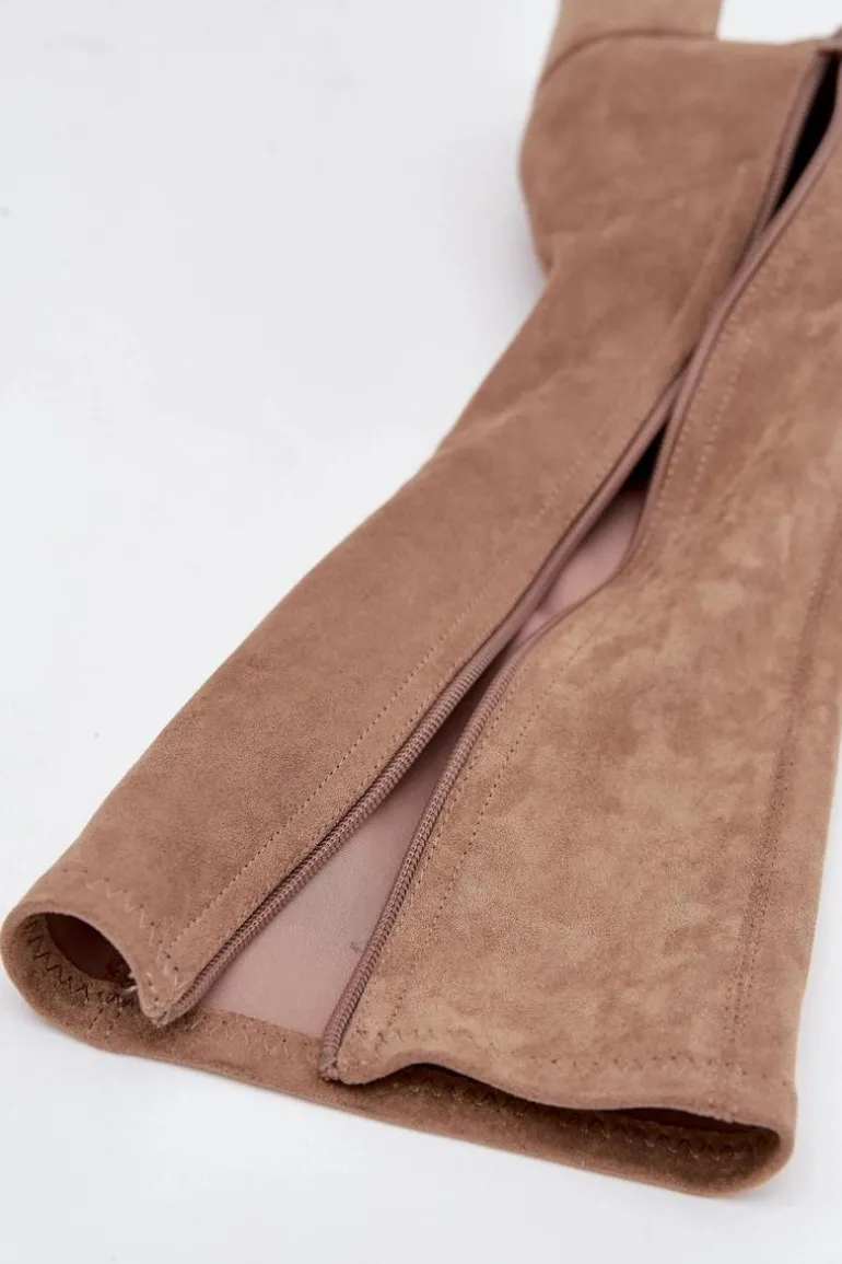 Klasyczne Eko Zamszowe Kozaki Sergio Leone KZ205 Beżowe