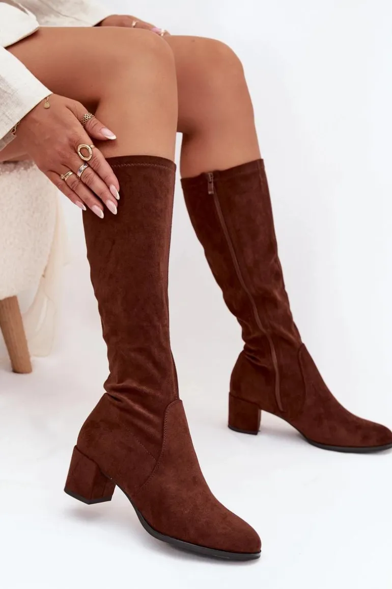 Klasyczne Eko Zamszowe Kozaki Sergio Leone KZ205 Ciemnobrązowe