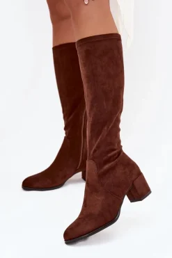 Klasyczne Eko Zamszowe Kozaki Sergio Leone KZ205 Ciemnobrązowe