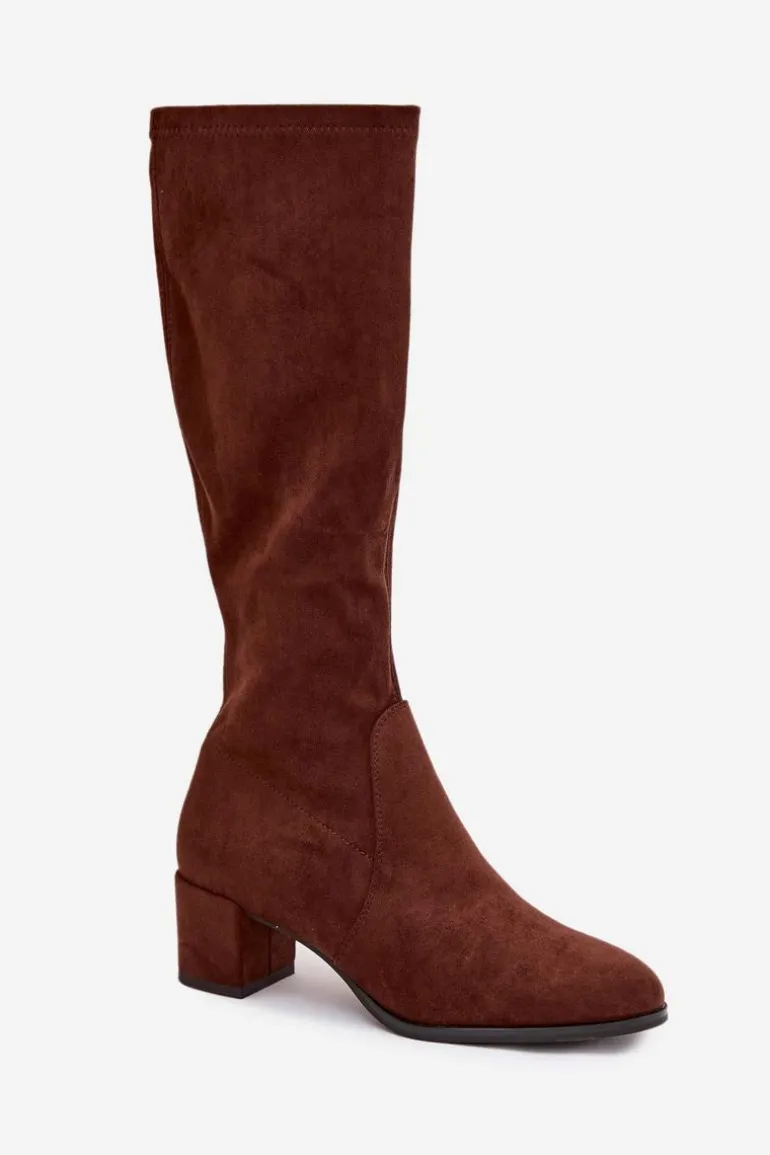 Klasyczne Eko Zamszowe Kozaki Sergio Leone KZ205 Ciemnobrązowe