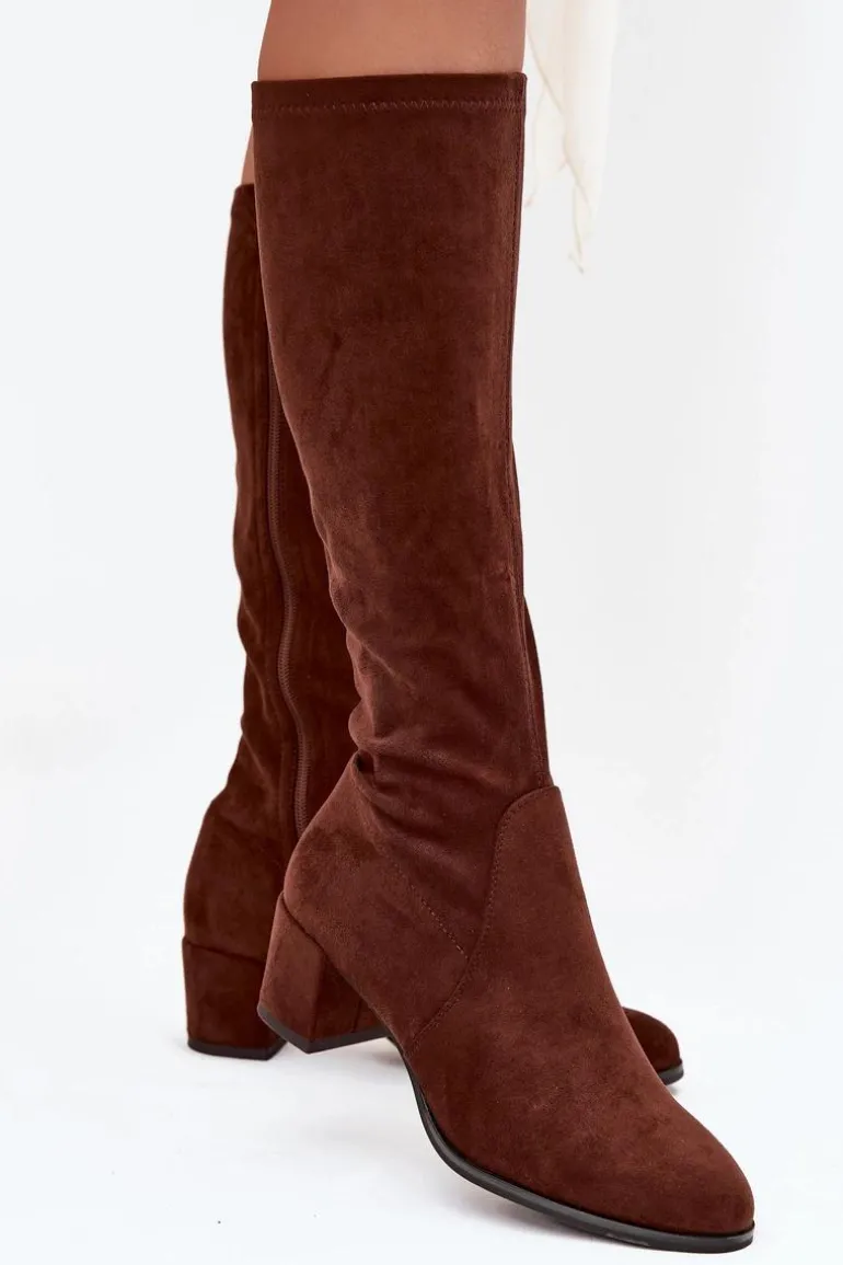 Klasyczne Eko Zamszowe Kozaki Sergio Leone KZ205 Ciemnobrązowe