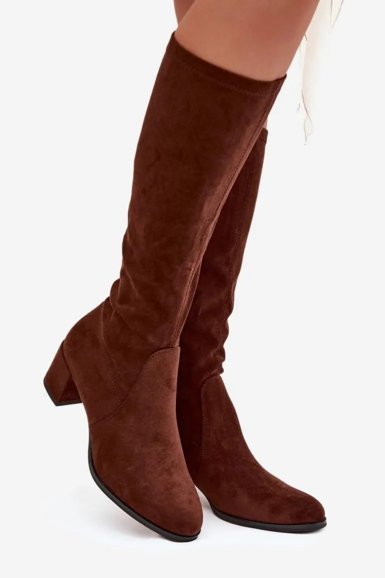 Klasyczne Eko Zamszowe Kozaki Sergio Leone KZ205 Ciemnobrązowe