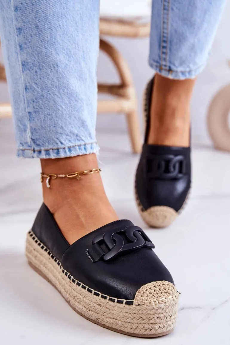 Klasyczne Espadryle Na Platformie Czarne Julianne