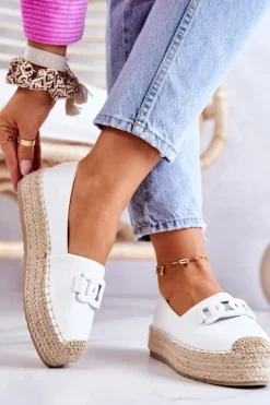 Klasyczne Espadryle Na Platformie Białe Julianne