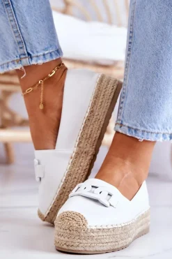 Klasyczne Espadryle Na Platformie Białe Julianne