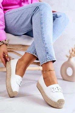Klasyczne Espadryle Na Platformie Białe Julianne