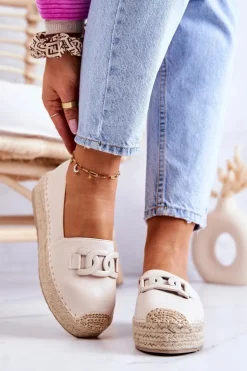Klasyczne Espadryle Na Platformie Beżowe Julianne