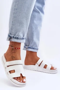 Klasyczne Klapki Damskie Białe Molie