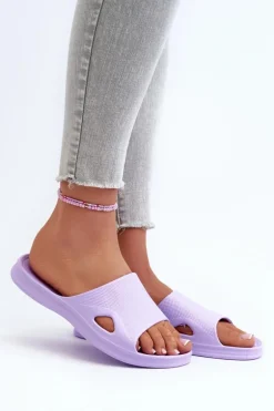 Klasyczne Klapki Damskie Fioletowe Juniria