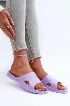 Klasyczne Klapki Damskie Fioletowe Juniria