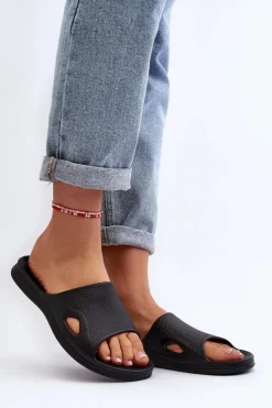 Klasyczne Klapki Damskie Czarne Juniria