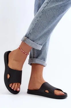 Klasyczne Klapki Damskie Czarne Juniria