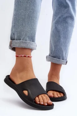 Klasyczne Klapki Damskie Czarne Juniria