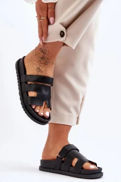 Klasyczne Klapki Damskie Czarne Molie