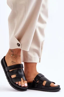 Klasyczne Klapki Damskie Czarne Molie