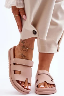 Klasyczne Klapki Damskie Beżowe Molie