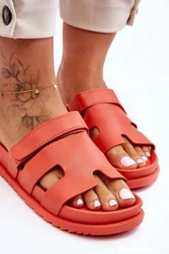 Klasyczne Klapki Damskie Pomarańczowe Molie