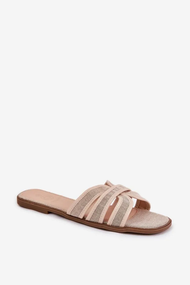 Klasyczne Klapki Damskie Płaskie Beżowe Scazze