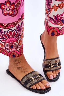 Klasyczne Klapki Na Płaskim Obcasie Czarne Marlene