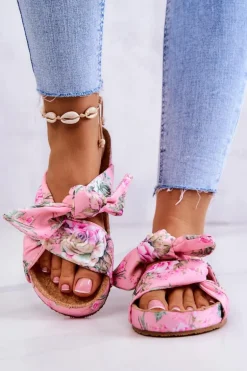 Klasyczne Klapki W Kwiaty Big Star JJ274702 Różowe